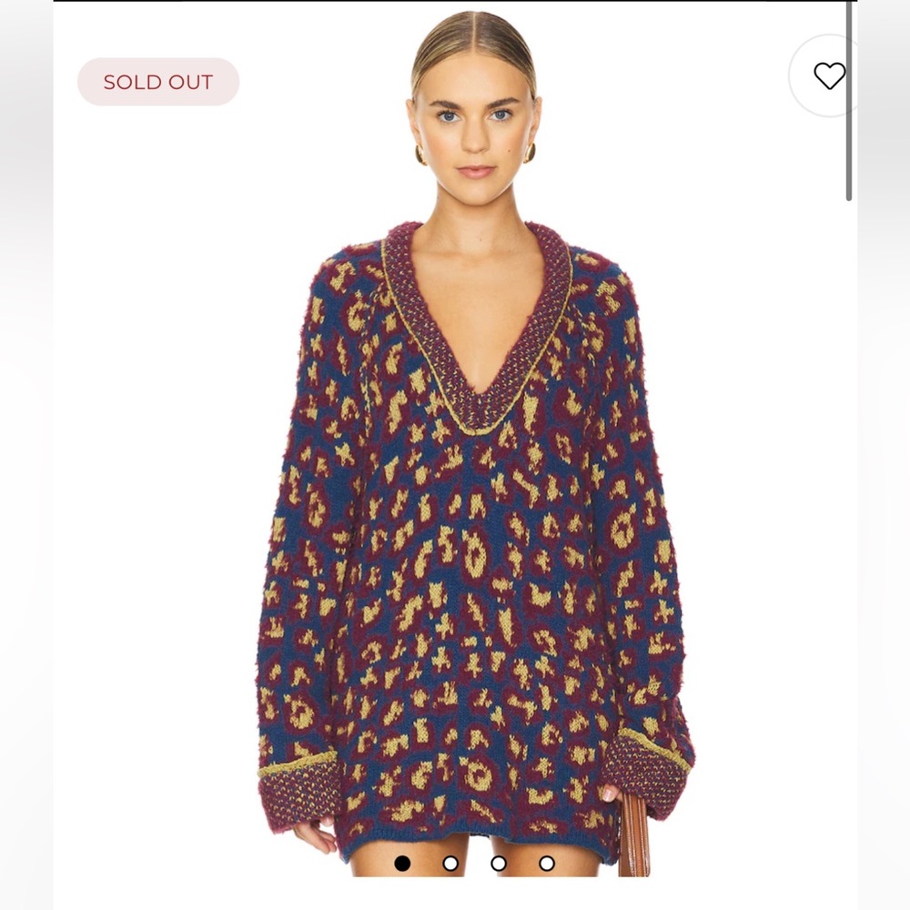 Free People Little Animal Pullover in Blue Fig Combo -Xs